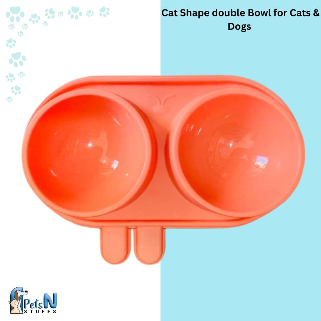 Cat Shape double Bowl for Cats & Dogs