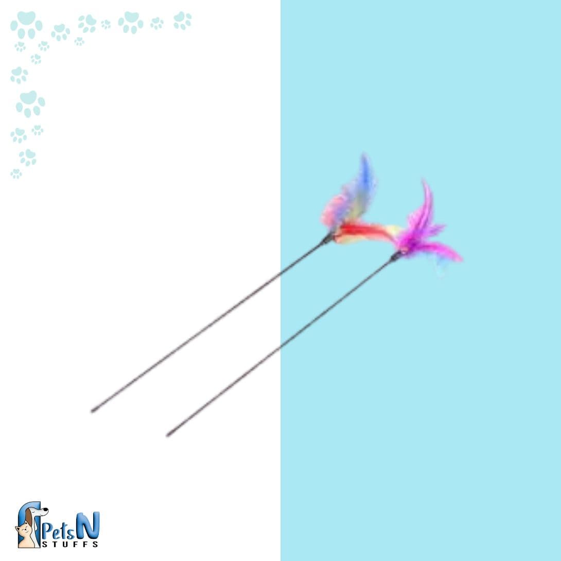 Feather Cat Stick Toy with Wooden Handle