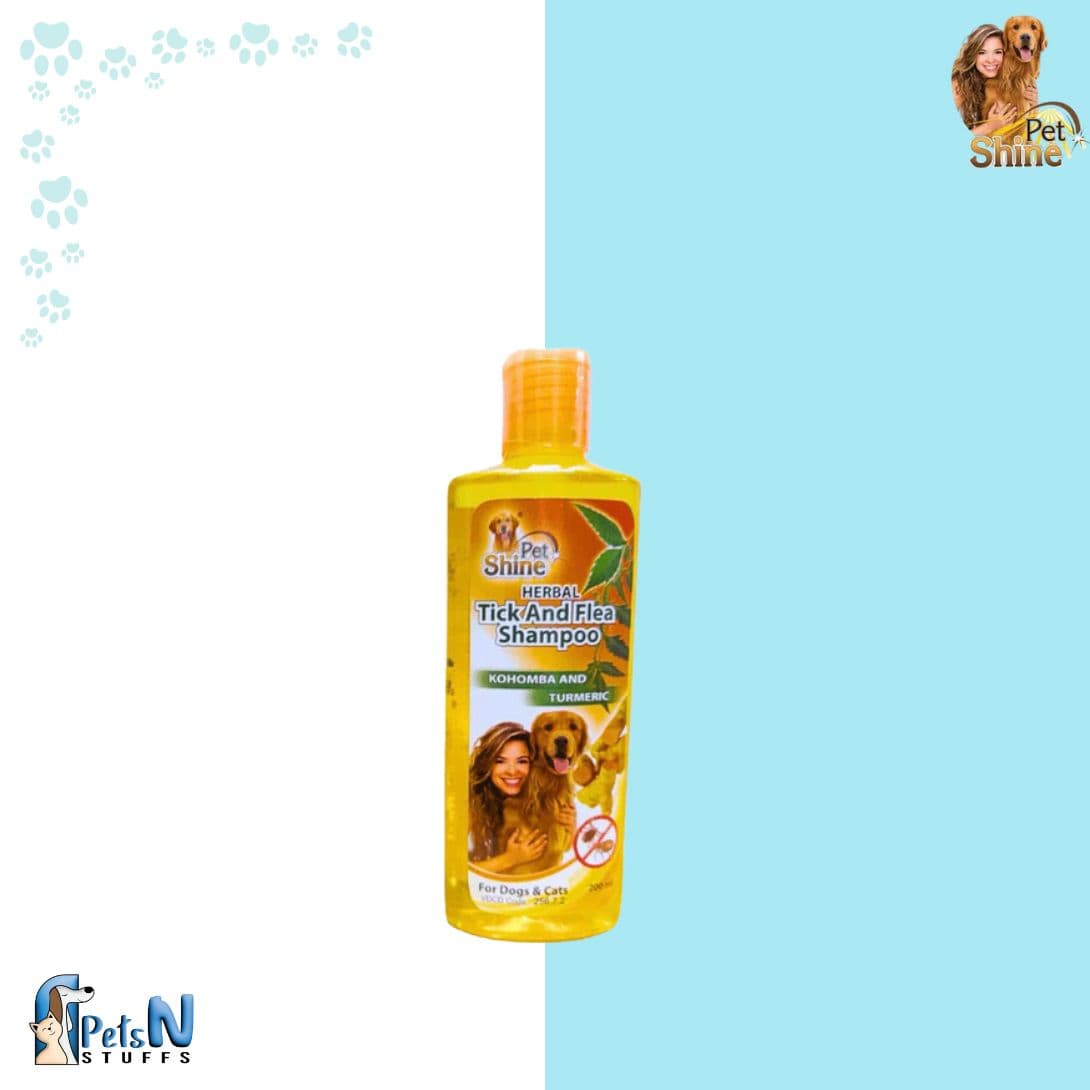 Pet shine Herbal Tick and Flea Kohomba and Turmeric Shampoo for Cats & Dogs 200ml