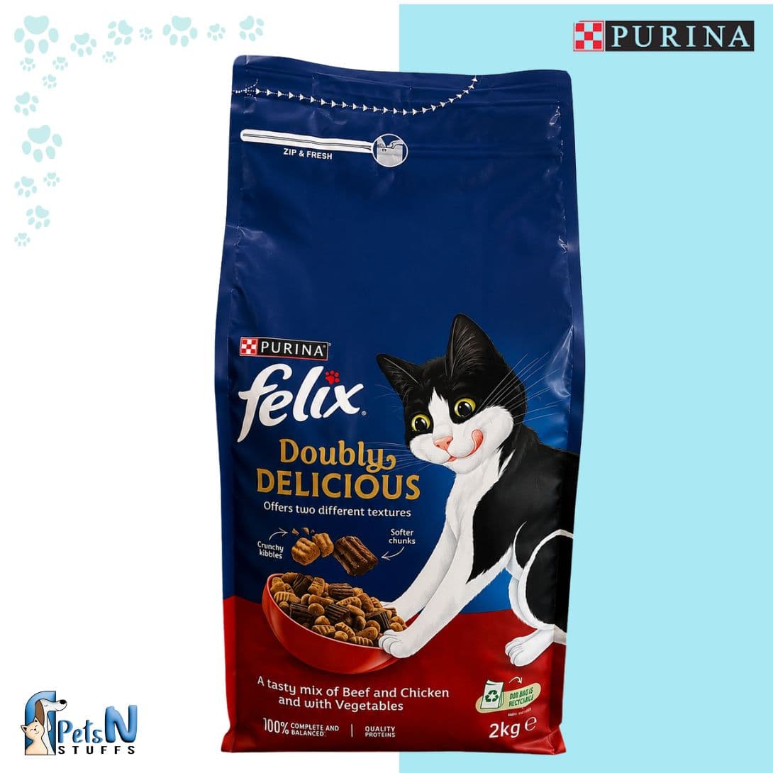 Purina Felix Doubly Delicious Beef and Chicken with Vegetables Cat Dy Food 2kg