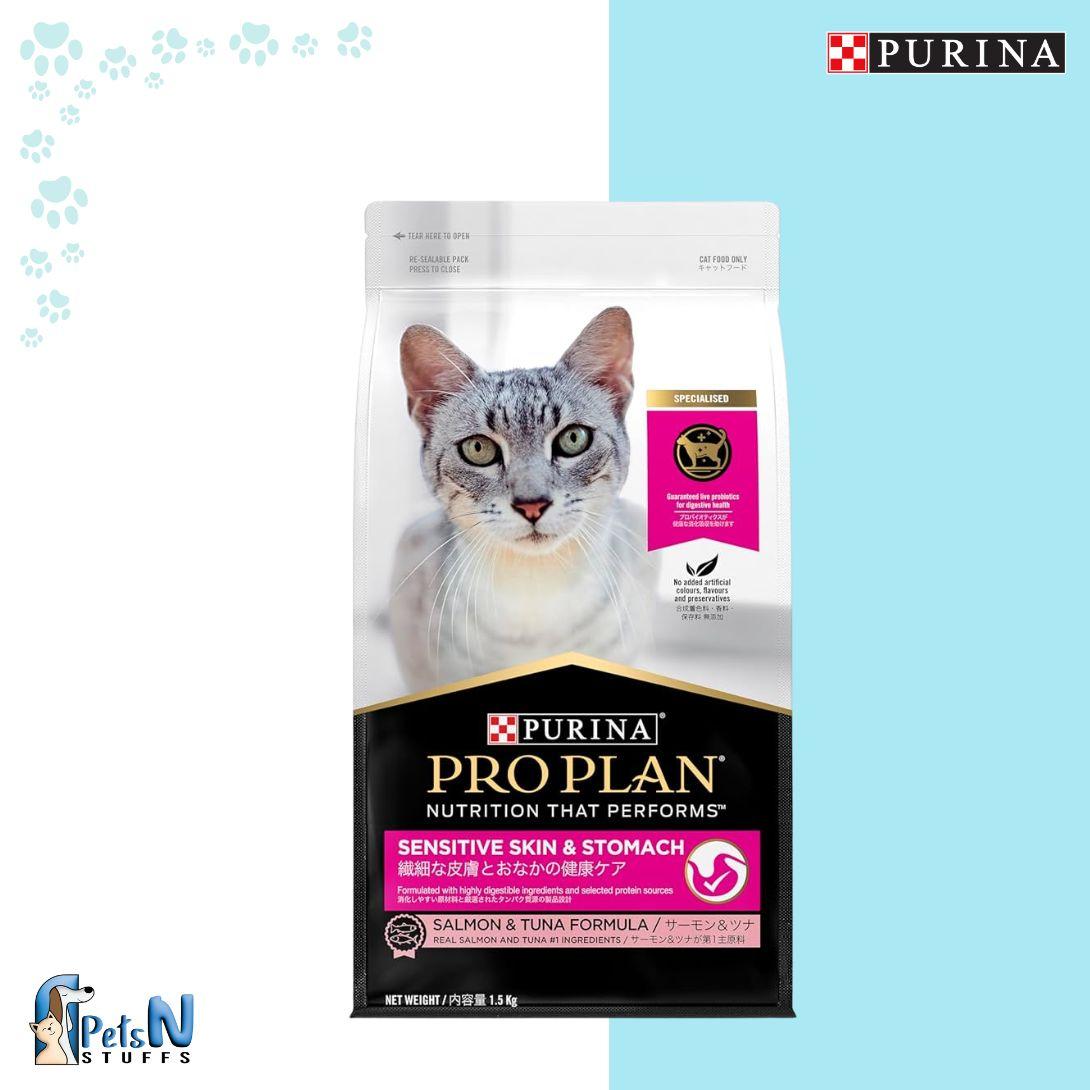 Purna Pro Plan Sansitive Skin & Stomach Cat Dry Food 1.5kg